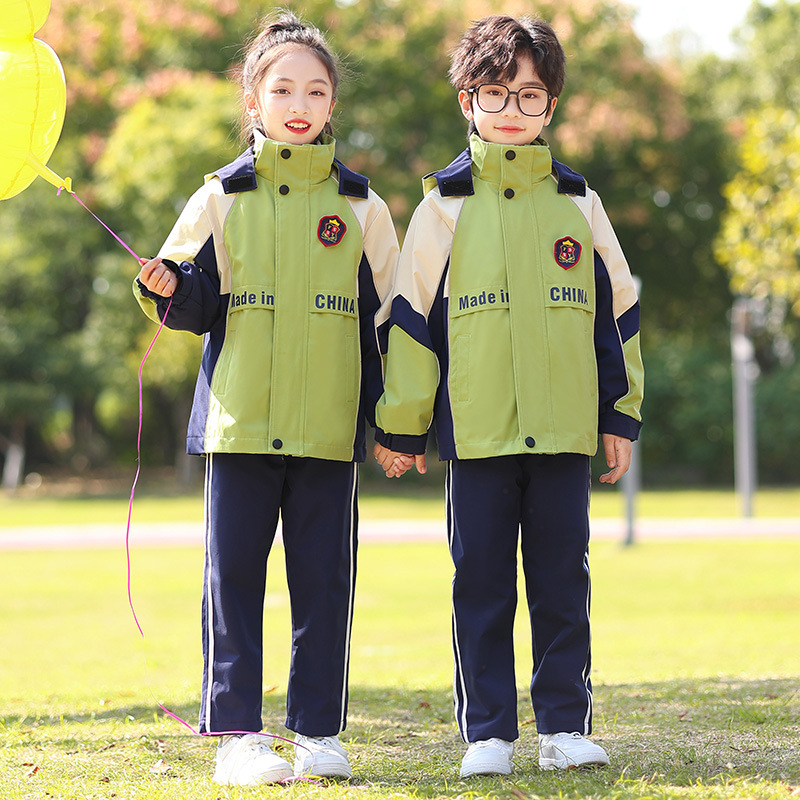 小学生冲锋衣2023秋冬新款三件套幼儿园园服秋冬装三合一校服春秋