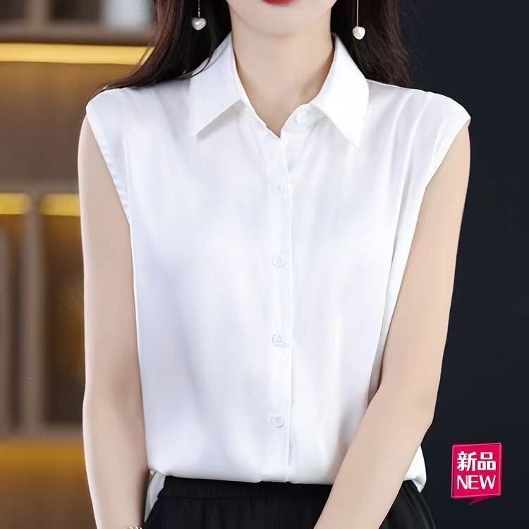 Summer New Style Polo White Professional Wear Sleeveless Shirt Vest Professional Base Shirt Workwear Top