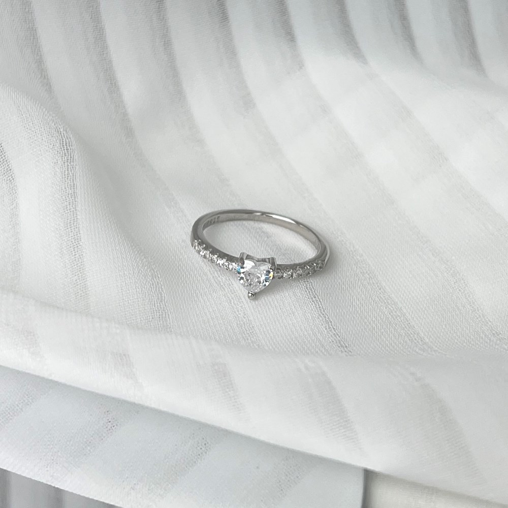 3g Weight Zircon Inlay Material Rings Classification 5, 9 Ring Size Banquet, Daily Occasion 925 Sterling Silver Material Heart Shape Pattern 2025 Spring and Summer Season Women's Gender Plating Design Elegant, Simple Style Style 925 Sterling Silver Zircon Heart Shape Rings 925 Sterling Silver Rings 40