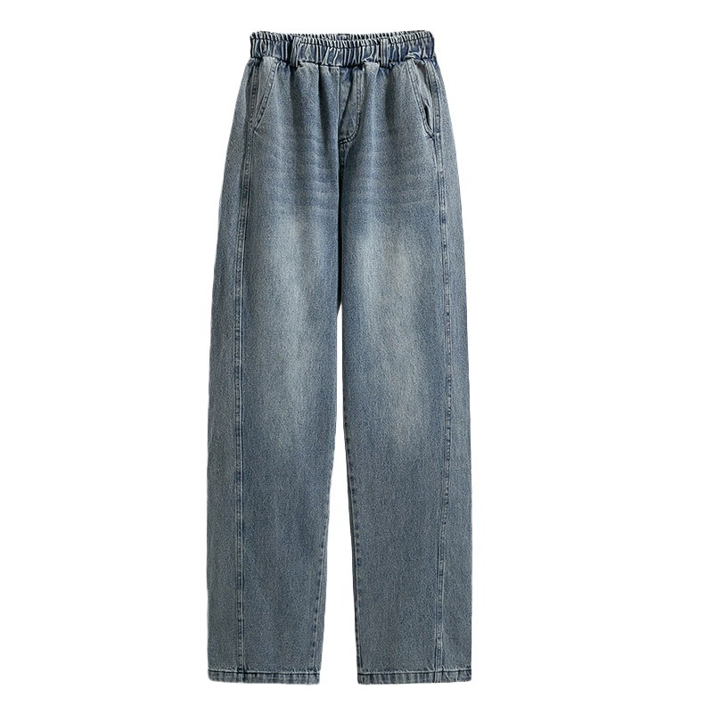 Jeans, spring trousers, American style, loose fit, fitted, plus size, high waist