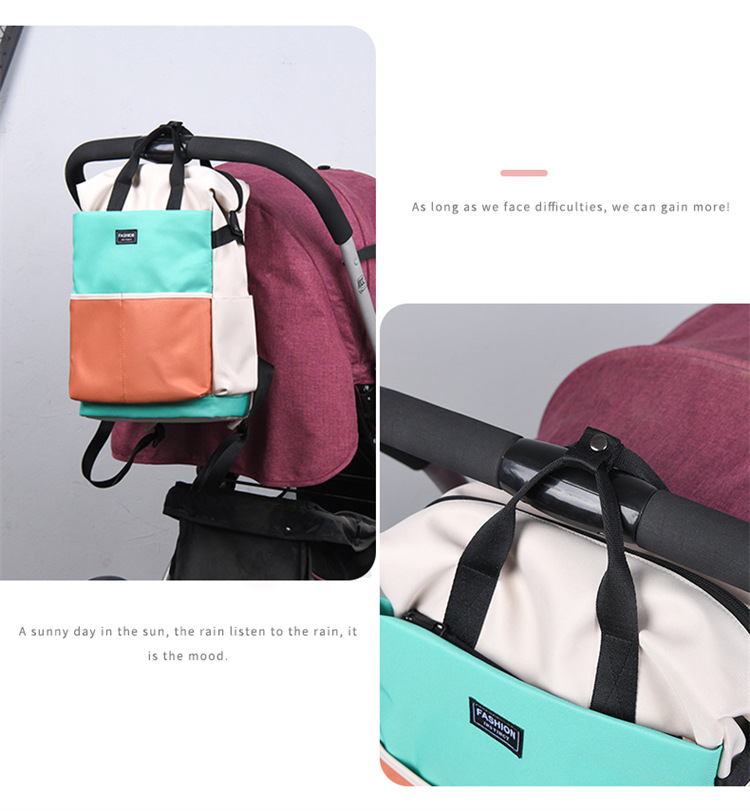 Fashionable color-blocking backpack for moms, 2025 new large-capacity backpack for taking kids out, maternity bag and baby bag undefined
