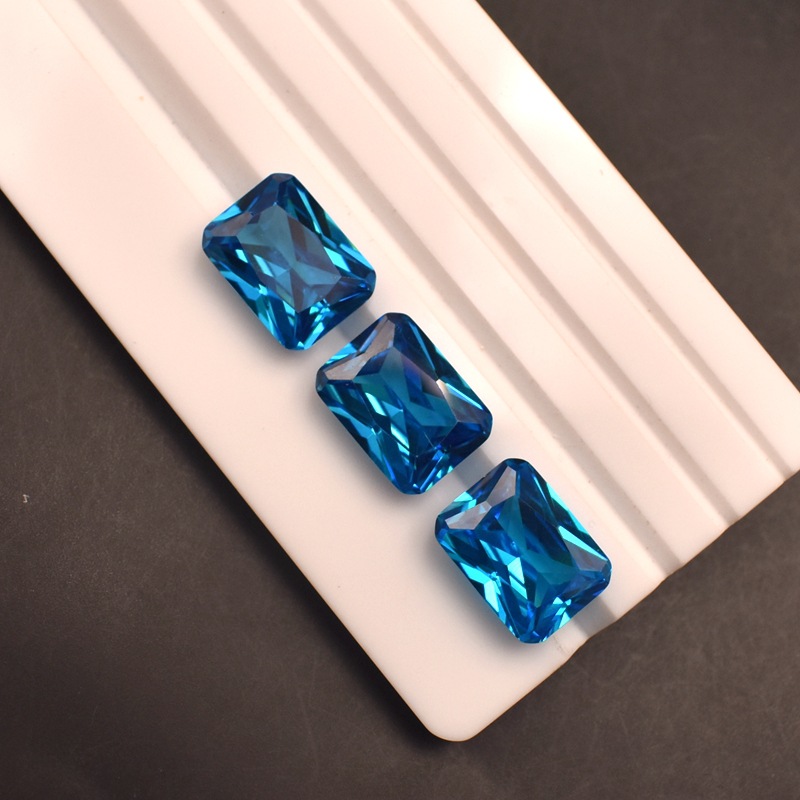 Deep sea blue baguette chamfered stone