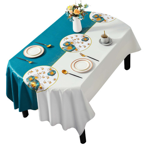 Light luxury and high-end oval pvc tablecloth wholesale household waterproof and oil-proof tablecloth coffee table cloth drop shipping
