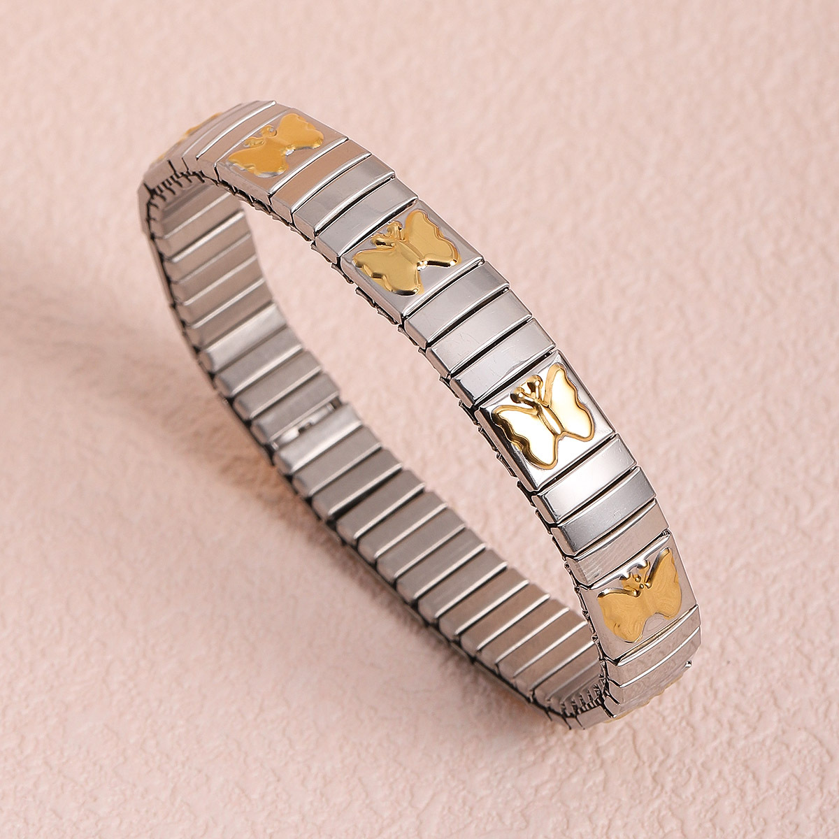 Classic Style Geometric Titanium Steel Italian Charm & Links Bracelets In Bulk display picture 4