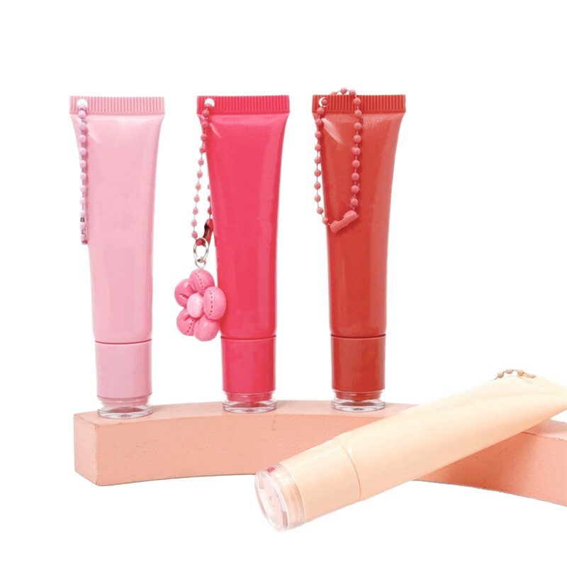 リップグロス用チューブ 8ml/15ml ピンク色 在庫あり 穴あき チェーン付き ペンダント付き 化粧品容器 アイクリームサンプル|undefined
