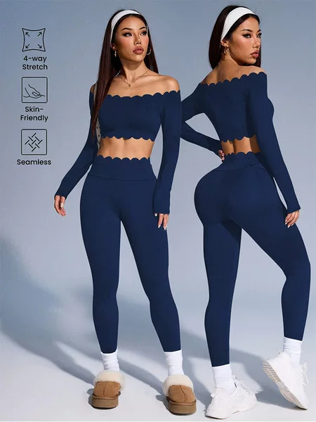 European and American Cross-Border Tight-Fitting Yoga Clothing Sports Suit for Women Pilates Slim-Fitting Breathable Quick-Drying Sports Fitness Clothing