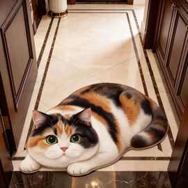 3D仿真胖猫咪入户门卧室防滑脚垫硅藻泥地垫吸水速干垫浴室沥水垫