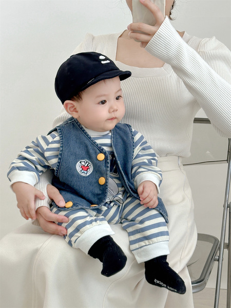 Spring children's blue soft overall