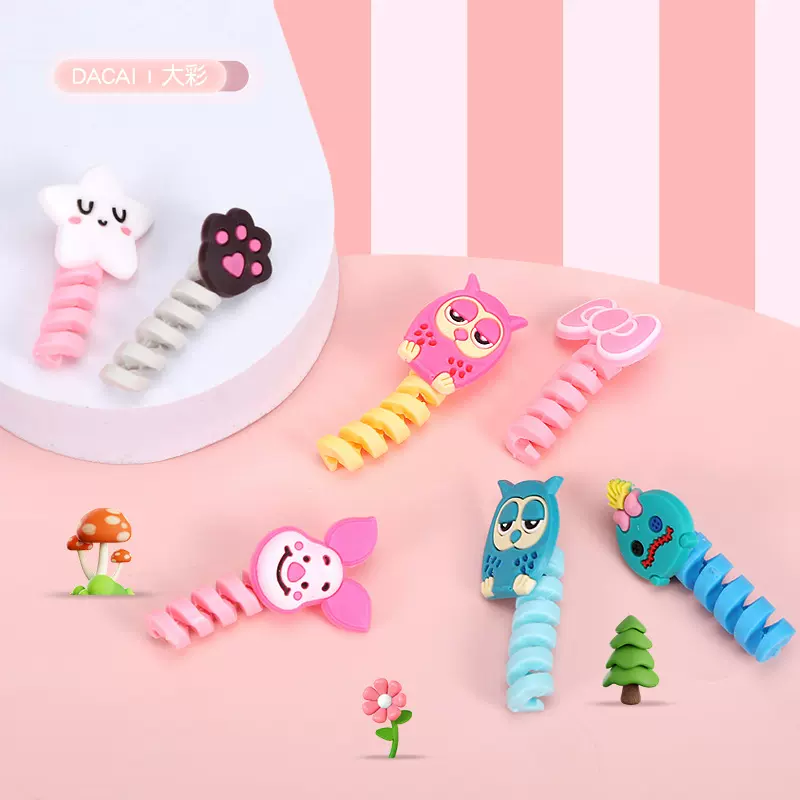 厂家批发 手机充电线 数据线保护套 创意卡通硅胶保护套 绕线器