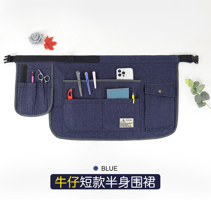 Transfronterizo Amazon lona delantal corto multibolsillo café ropa de trabajo jardinería delantal logo personalizado