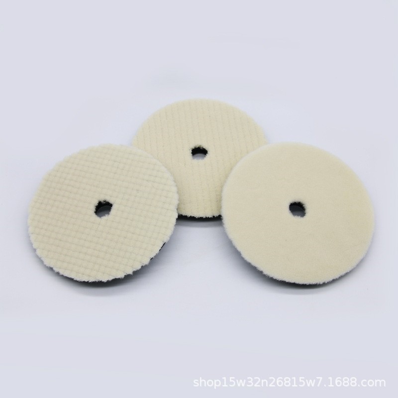6寸日式强切削粗中细研磨盘羊毛球羊毛轮抛光盘抛光羊毛轮夹海绵