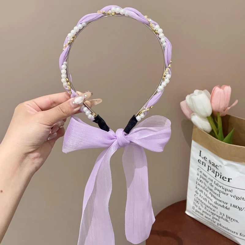 Niños flores trenzadas flotantes bandas de cabello 2025 nuevas niñas bufandas de seda un cabello bandas de cabello tarjeta de cabello tocado