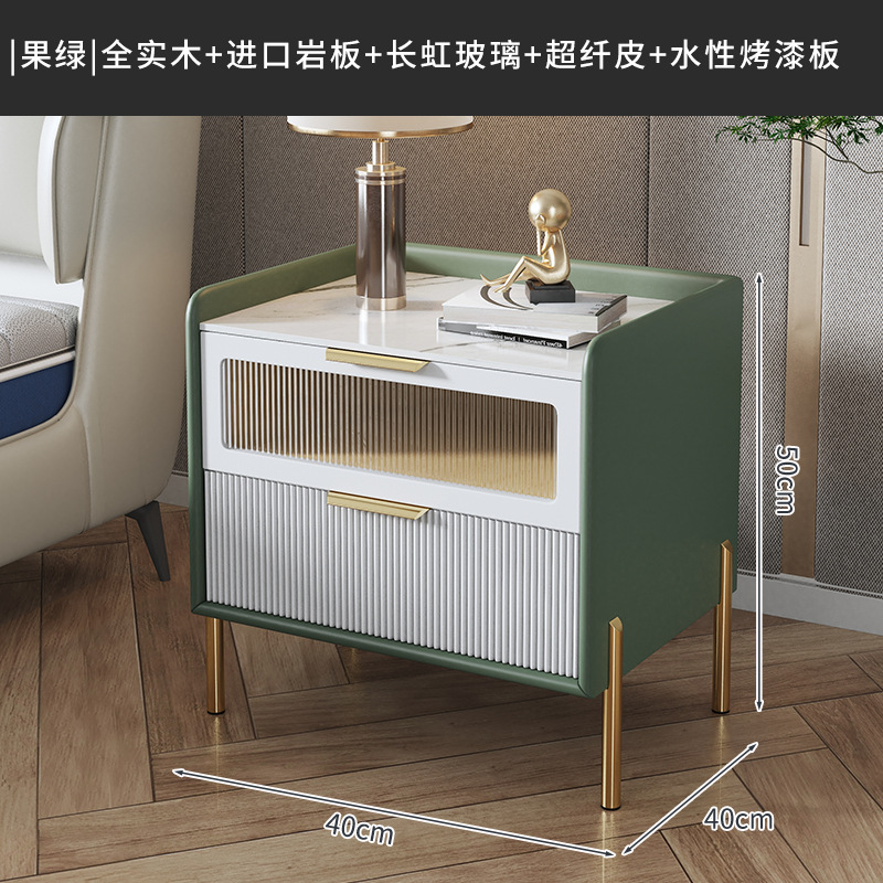 밀크 프루츠 그린 40cm 원목 프레임 + 슬레이트 조리대 + 극세사 가죽