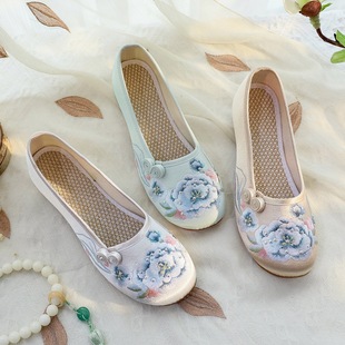 [Danqing] 2024 Summer New Hanfu Shoes Women's Antique Han Element Embroidered Shoes