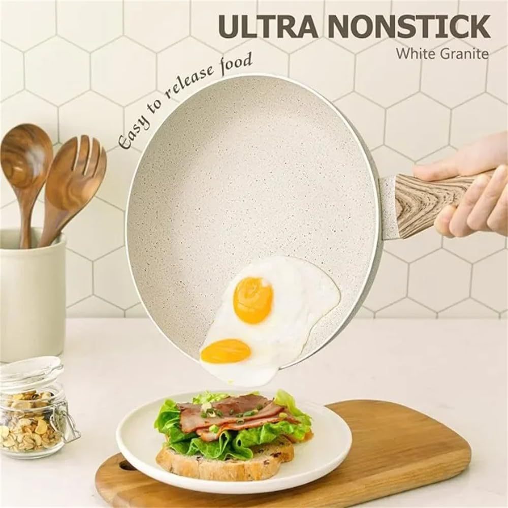 Juego de ollas de piedra médica para el hogar transfronterizo, sartén antiadherente, sartén, sartén, olla de sopa de leche, olla de regalo de cuatro piezas de tres piezas