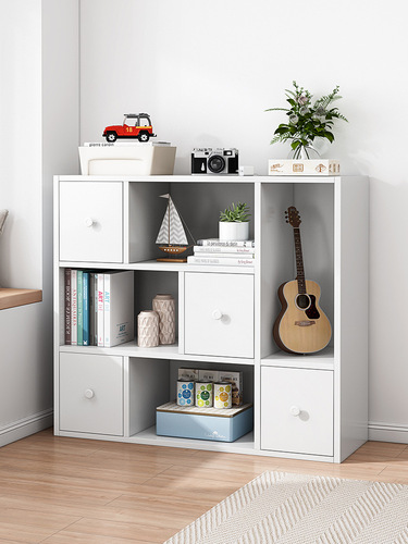 Bay window cabinet storage cabinet white simple bookshelf simple floor-standing bookcase storage cabinet balcony home multi-layer small cabinet