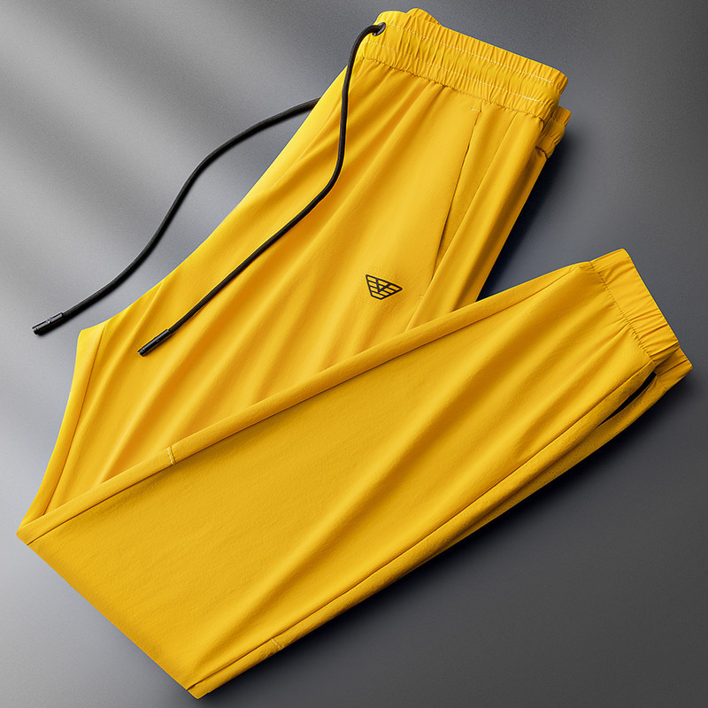 High-End Summer Breathable Perforated Sports Pants for Men with Cuffs and Slim Fit Thin Ice Silk Quick-Drying Casual Sweatpants for Men