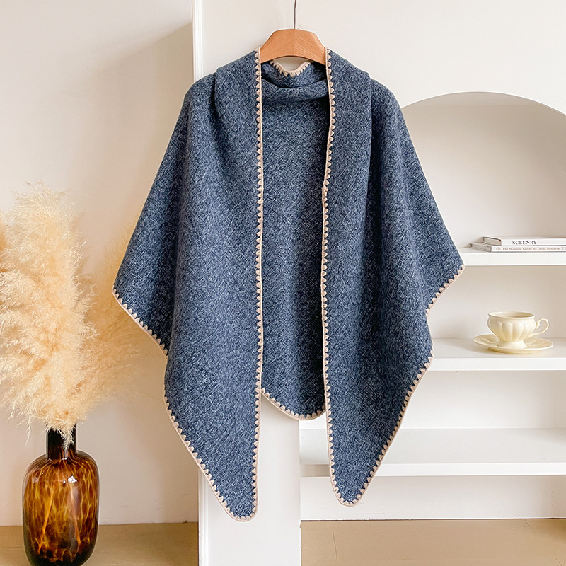 Bufanda Triangular de Lana Estilo Casual 2025 para Mujer, Calentador de Cuello para Otoño e Invierno, Chal Grande de Color Sólido para Habitaciones con Aire Acondicionado.