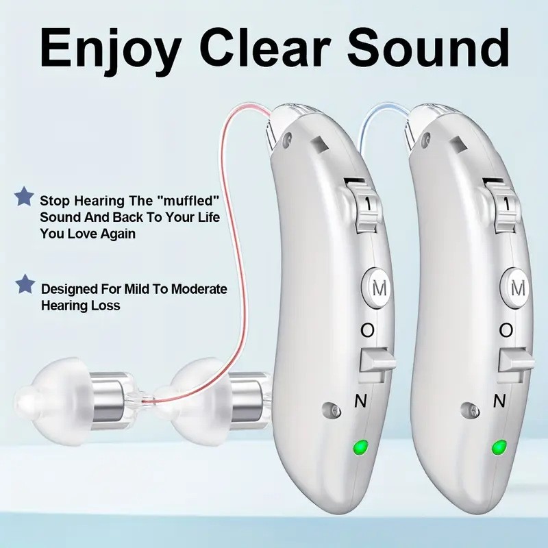 1USB充电式助听器老人聋耳声音放大器HearingAid英文智能USB充