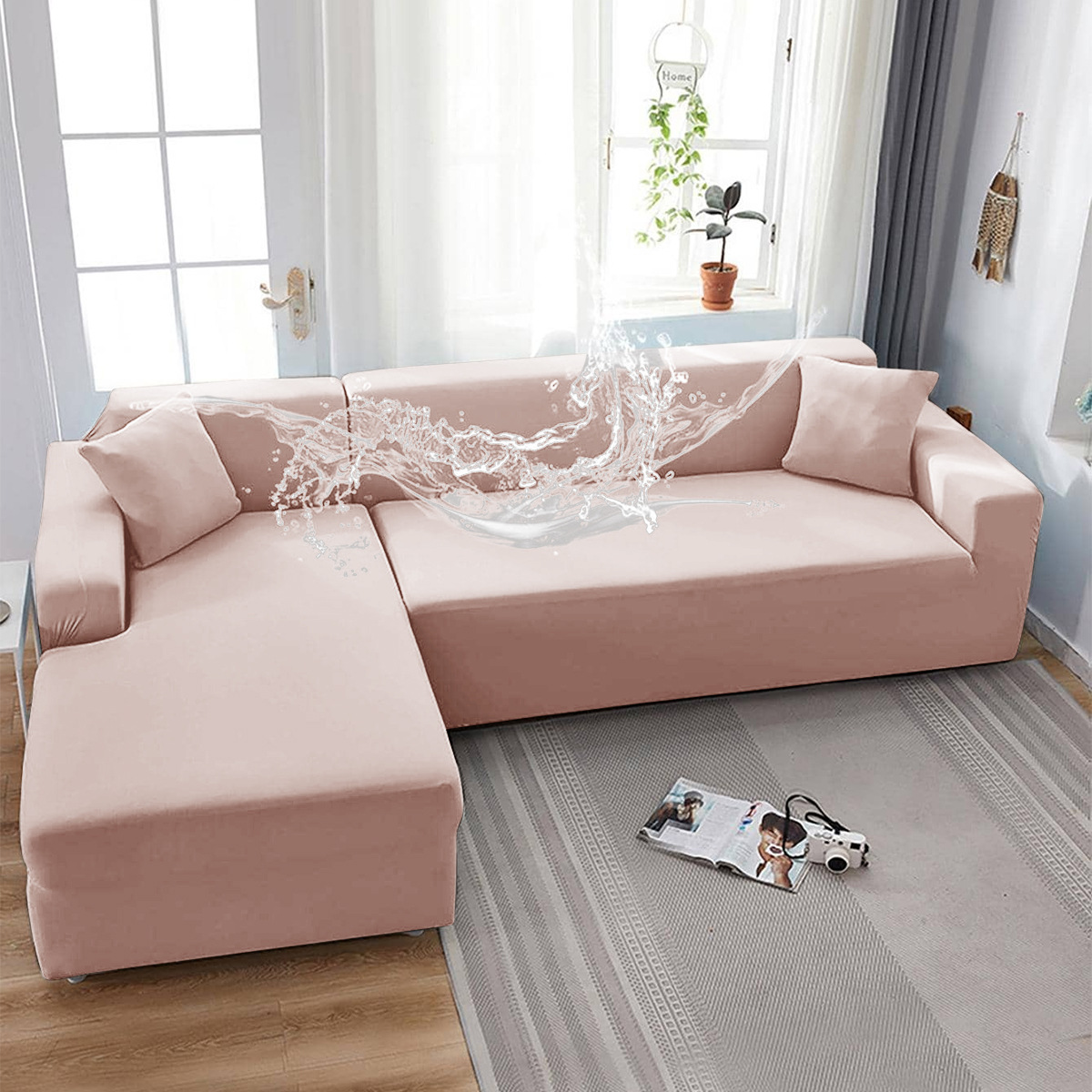 SHEIN en stock sofá cubierta de seda de leche resistente al agua sofá cubierta de sofá de color sólido universal cubierta de sofá
