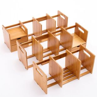 Simple Desktop Bookshelf Desktop Student Storage Rack Layer Rack Desk Small Mini Solid Wood Retractable Storage Bookshelf