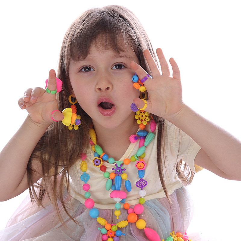 Pop Art Beaded Toy Children's DIY Educational Cordless Puzzle Insert Girl's Bracelet Necklace Parent-Child