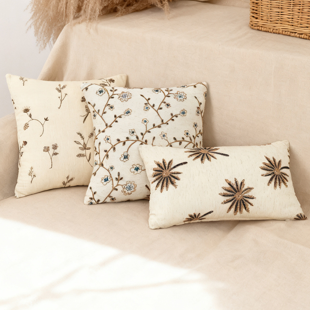 Cross-border nórdico ins almohada bordada floral bohemia retro sala de estar sofá dormitorio cojín de fiesta diaria