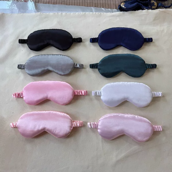 Folded Satin Eye Mask for Sleep, Light-Blocking, Breathable for Students, Elastic Band, Airline Travel Eye Mask, in Stock, Cross-Border Wholesale