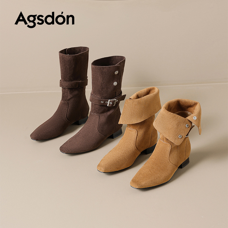 Botas cortas de tacón grueso de león antiguo 2026 mujeres nuevas botas de caballero de invierno y otoño de la parte occidental botas de moda Martin
