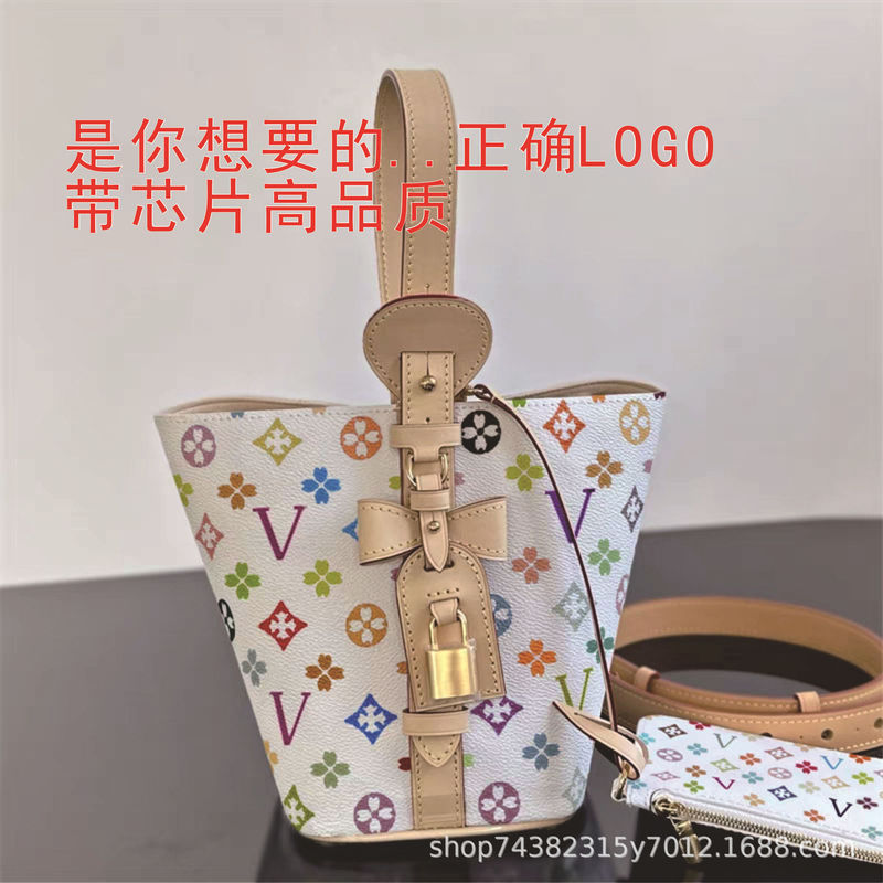 Donkey's New White Three-Color Allinbb Bucket Bag Women's Genuine Leather Satchel Cross-Axillary Bag Women's Bag