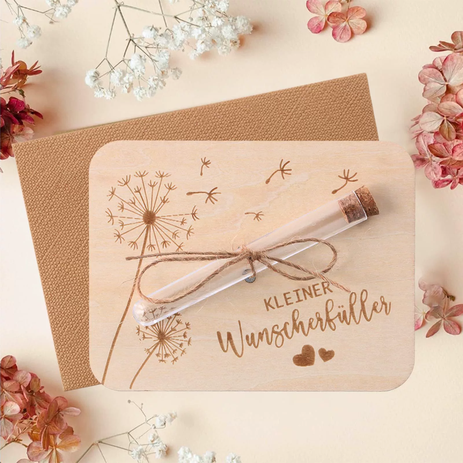 Новый трансграничный продукт, деревянный конверт на тему одуванчика со стеклянной бутылкой, молодежный просветительский подарок, письмо родителям