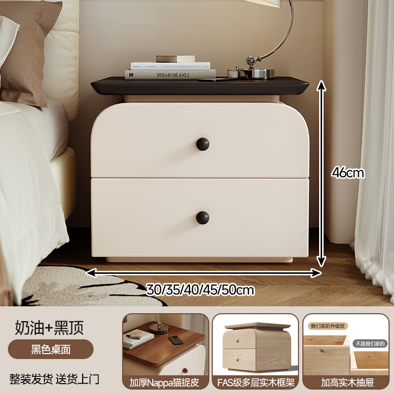 Todo la meseta de cama de madera maciza dormitorio doméstico 2025 explosión de viento de crema pequeño almacenamiento de niños sin instalación de gabinete de almacenamiento