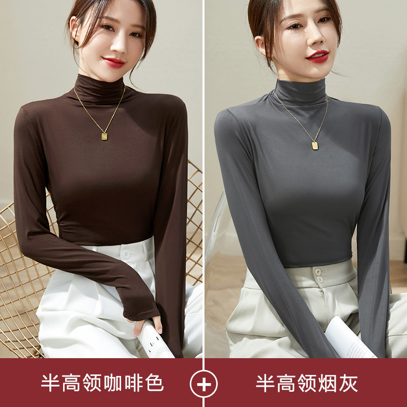 하프 터틀넥 브라운 + 하프 터틀넥 애쉬