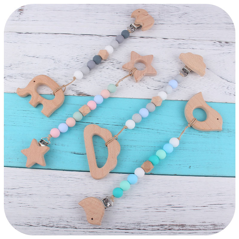Nuevo bebé calmante silicona chupete cadena teether traje Bebé haya animal chupete clip juguete mordedor