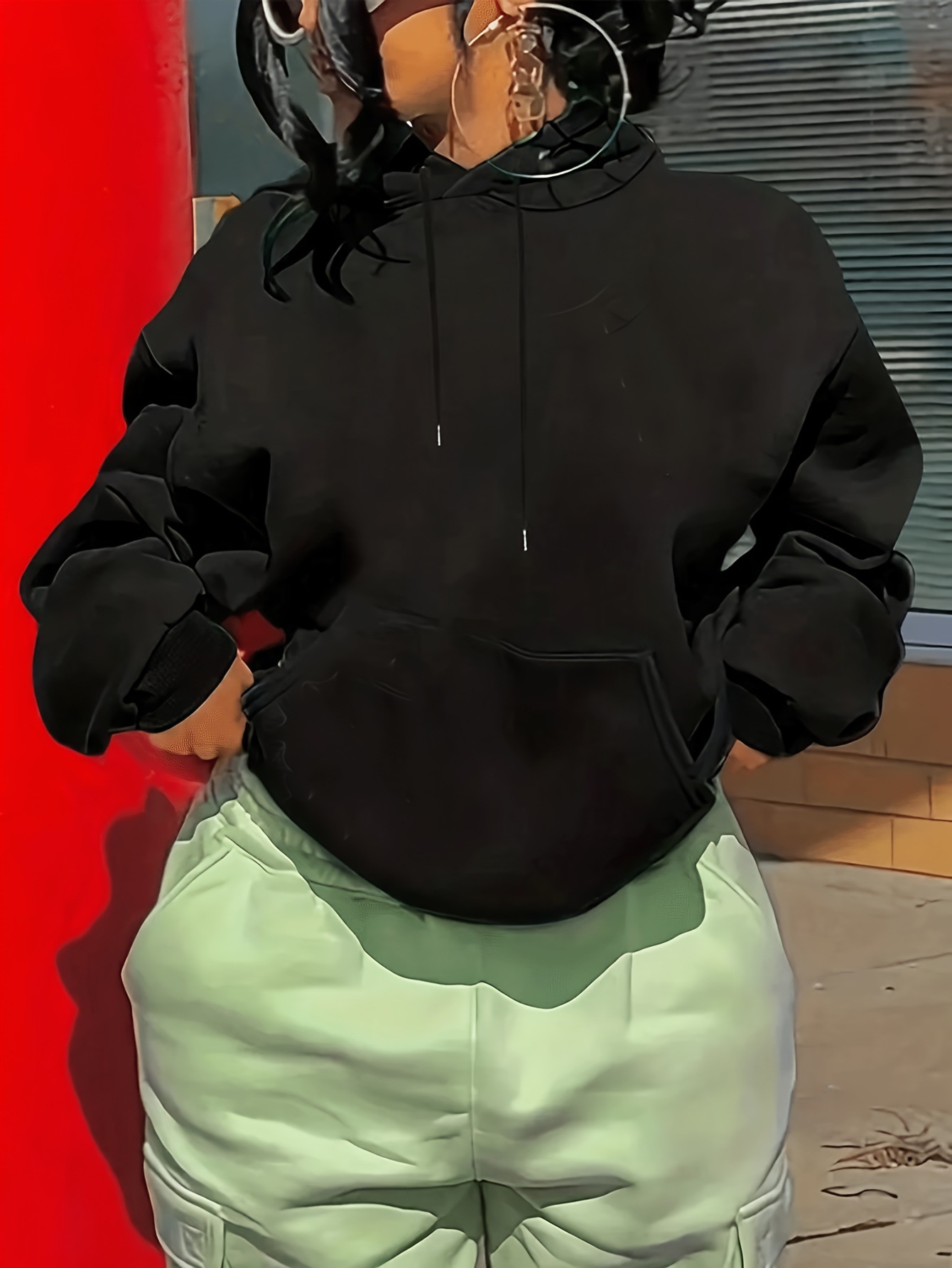 Printed Long Sleeve Hooded Loose Women's Sweater