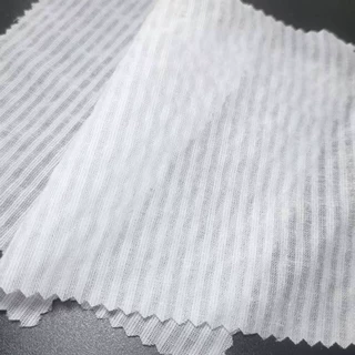 条纹布服装面料纯涤布料半透明梭织胚布竖条纹白坯布厂家批发衬衫