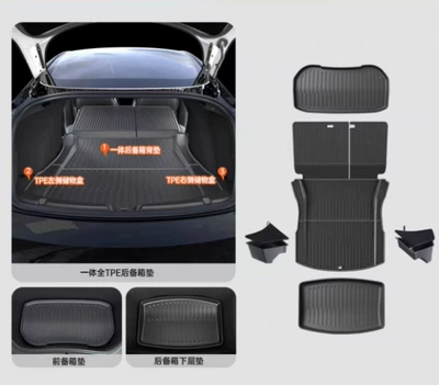 Interior Accessories Wholesale, Trunk Mat - renewed-version-of-model-3-original-infant-and-pregnancy-grade-integrated-full-tpe-trunk-back-pad-front-and-rear-lower-pads-storage-box-7-piece-set-suitable-for