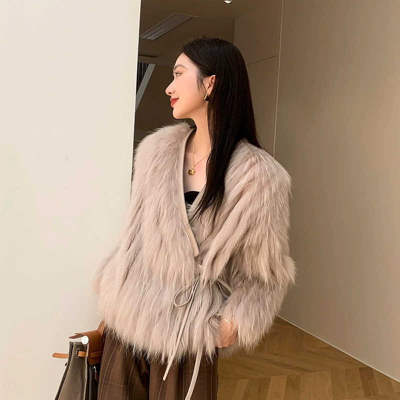 Короткое faux‑ fur пальто (Tuyan), плюш лисы, короткая длина, один размер