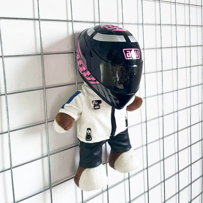 Motorcycle Doll Helmet Bear: Motosiklet dəbilqələri - height-28cm-dark-gray-white-bearagv-myth-upgraded-tail-wing