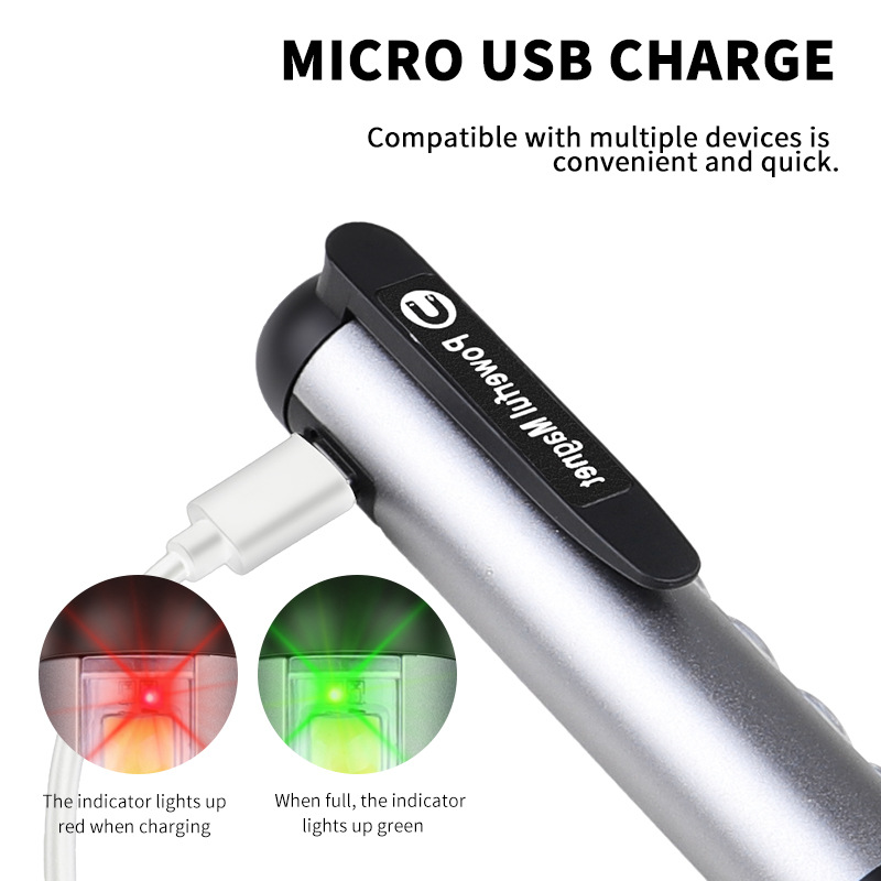 Kompakte Led Taschenlampe Mit Magnet Clip Und Usb Ladung_voghion.com