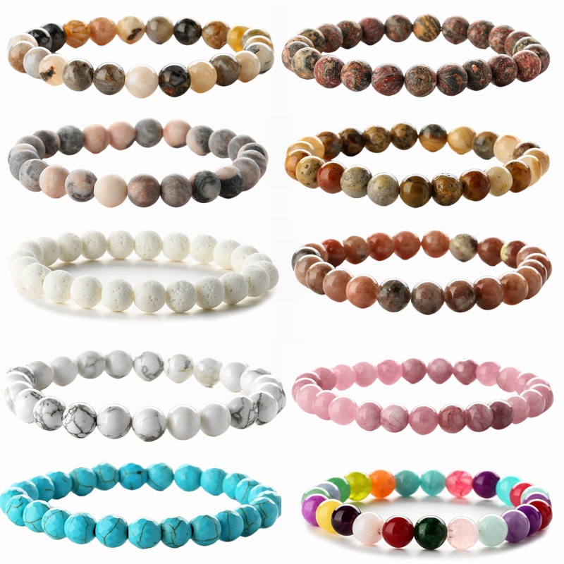Directo de fábrica de piedra natural en polvo pulsera de cuentas de cebra pulsera de piedra loca pulsera de acabado multi-color pulsera al por mayor