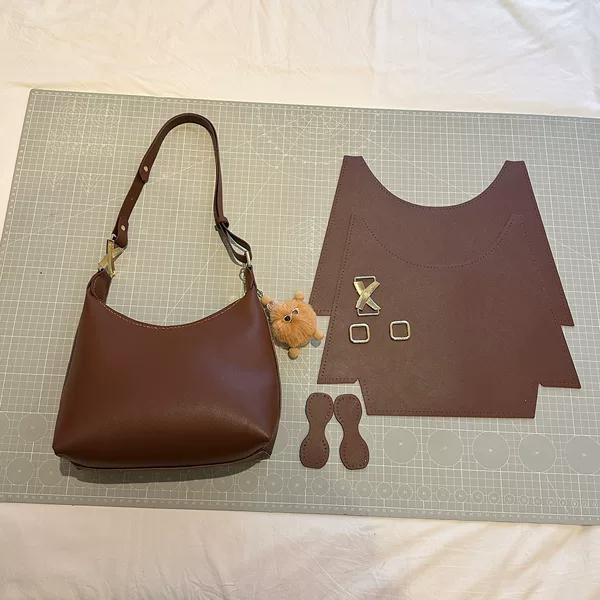 Women's Milk Tea Shoulder Bag High-end Retro Underarm Bag Material Bag Diy Homemade New Soft Skin Dumpling Bag