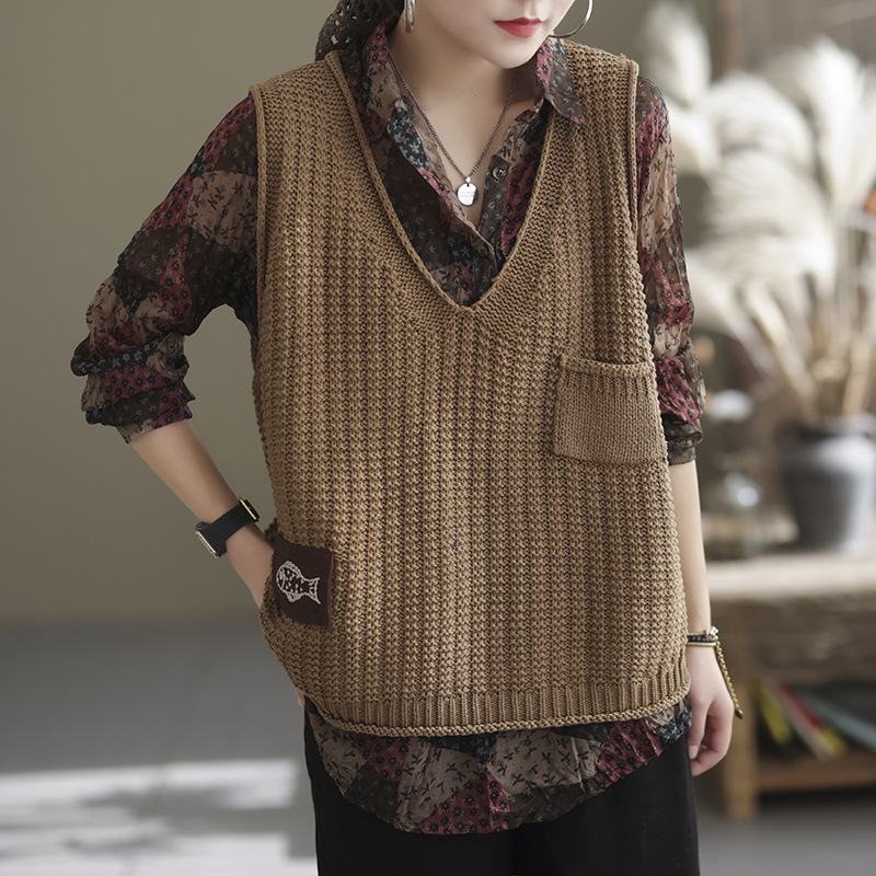 Chaleco de las mujeres de punto Chaleco de las mujeres ropa de primavera 2024 nuevo popular estilo Chanel suéter estilo occidental Chaleco corto image 13