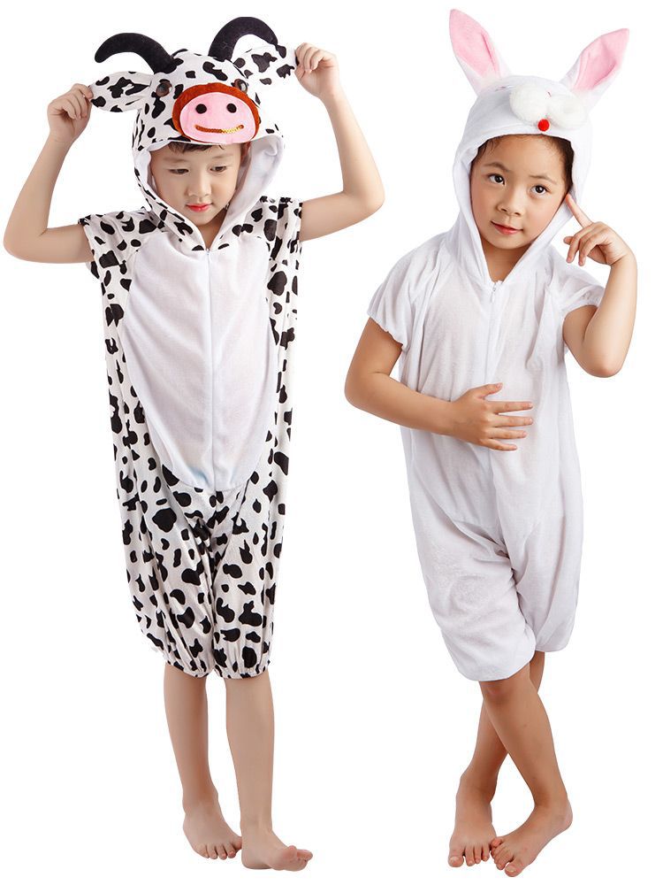 儿童动物表演服装幼儿园青蛙狐狸大灰狼老鼠猫狗牛狮子老虎演出服