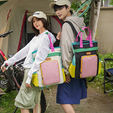 新款撞色日系双肩包休闲韩版初高中生书包女户外轻便徒步登山背包