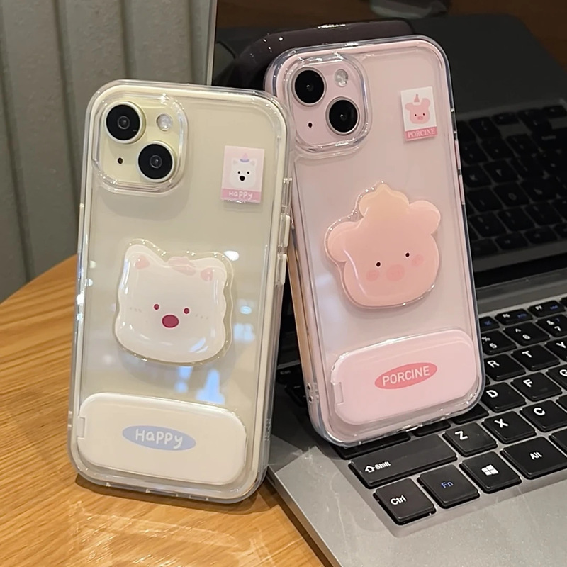 适用苹果17可爱西高地手机壳15二合一镜子支架保护套iphone16pro|undefined