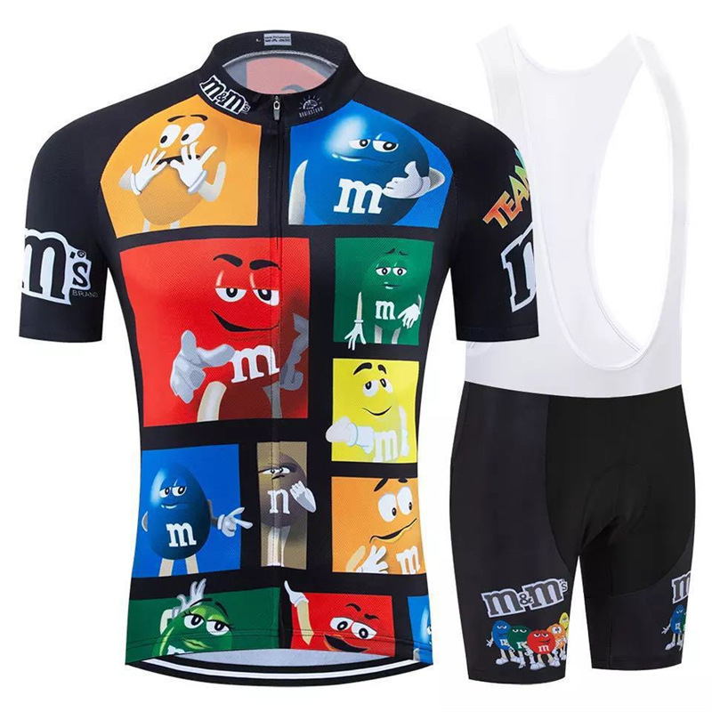 Cross-Border Summer M&M Cartoon Style Short-Sleeve Overalls Cycling Outfit Set Outdoor Cycling Clothing