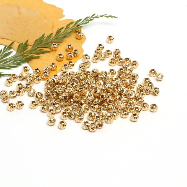 diy Jewelry Accessories Copper Beads 14K Gold Color Watermelon Beads Batch Flowers Pumpkin Beads Spacer Beads Handmade Beaded Accessories