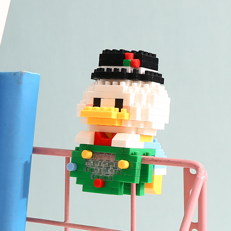 Compatible con LEGO gigante Panda flor azul lindo muñeca de dibujos animados montado bloques construcción juguete para niños puesto caja ciega al por mayor