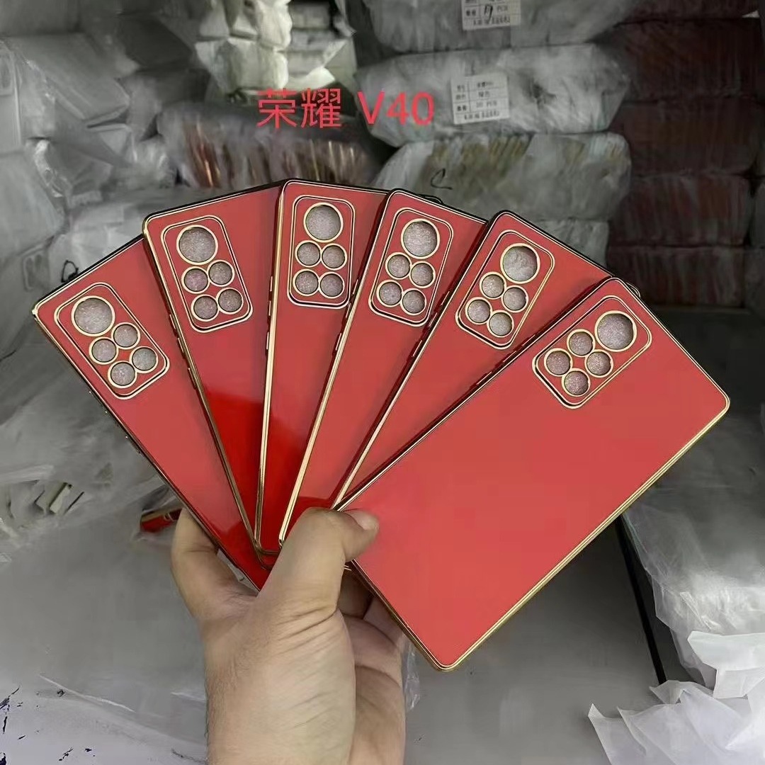 Applicable to Huawei model glory v40 fine hole solid color 6D electroplated glossy TPU soft glue drop-resistant phone case protective cover